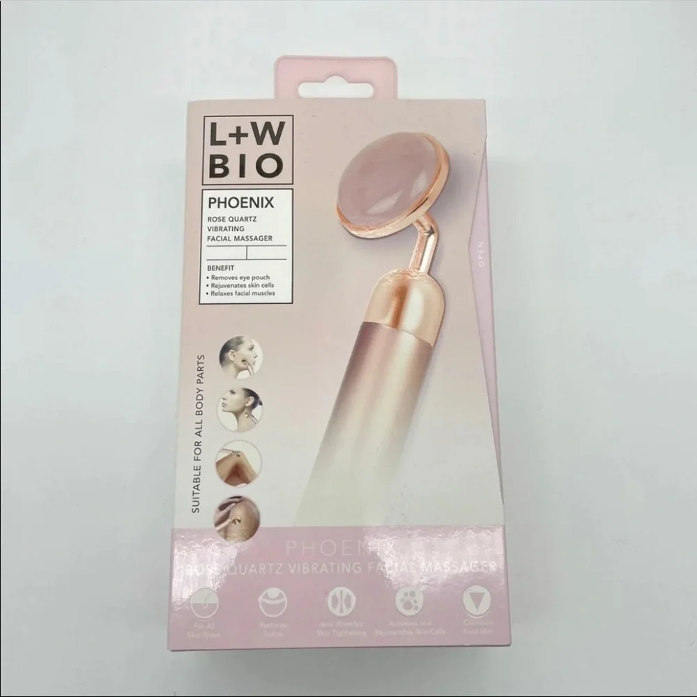 🌹 LUXE + WILLOW PHOENIX Rose Quartz Stone Vibrating Facial Massager Rose Gold